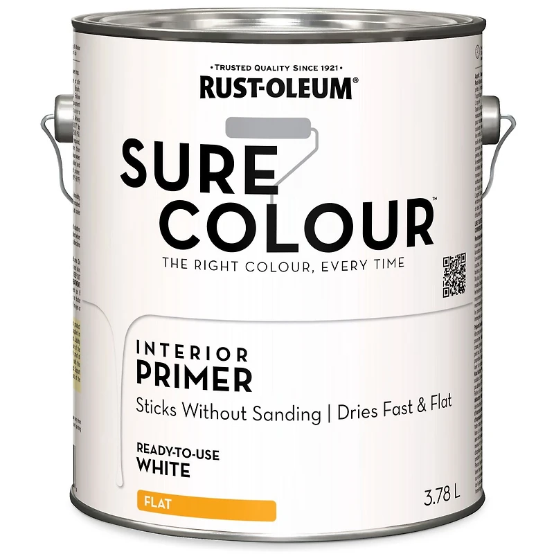 Rust-Oleum Sure Colour™ Paint + Primer, Primer Flat, White 3.78 L