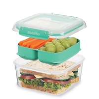 Sistema To Go Stax Leakproof Food Storage Container, 1.15 L, Airtight, Stackable, Easy Locking Clips, BPA-Free, Blue OR Teal (Colour Not Selectable)