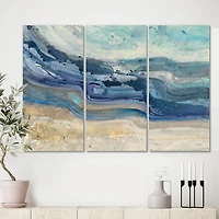 Designart Coast Blue Sea Waves Watercolour Canvas Wall Art