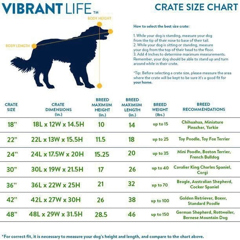 Vibrant Life Cage pliable en fil métallique pour chien avec plateau,48 in