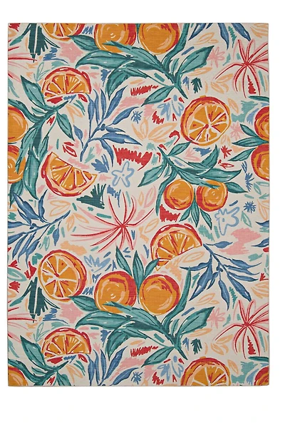 Outdoor Washable Pensacola Ivory & Orange 5' x 7' Area Rug