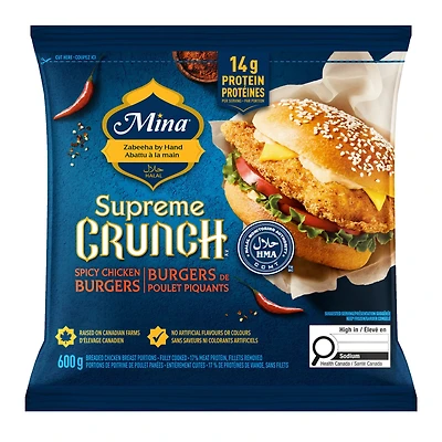 Mina Supreme Crunch™ Halal Spicy Chicken Burgers, 600 g