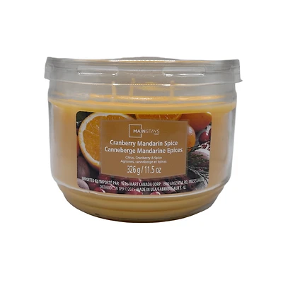 Mainstays Bougie parfumée en pot en verre a 3 mèches, parfum Épices a la canneberge et a la mandarine, 326 g (11,5 oz)