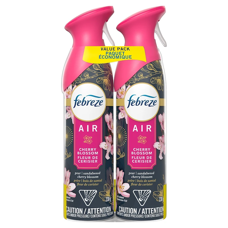 Febreze Air, Assainisseur d'Air en Vaporisateur, Vaporisateur pour Pièces Anti-Odeurs, Fleur de Cerisier, 230g, Lot de 2