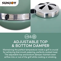 Sunjoy Charcoal Grill 20-Inch Kamado Grill Outdoor Egg Grill with Pizza Stone, Ultimate BBQ Grill and Smoker with Wheels