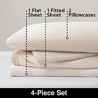 Allswell 300 Thread Count Soft & Silky 4-Piece Viscose from Bamboo Sateen Sheet Set