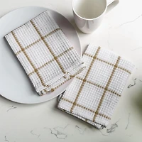 FabStyles Solo Waffle Dish Towels, Set of 4, Ring-Spun Cotton, Machine Washable, Long-Lasting Dish Cloths, Dish Towels