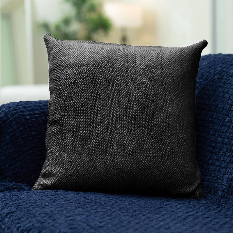 Ensemble de 2 coussins en coton à rayures à chevrons remplis de poly avec fermeture à glissière lavable en machine