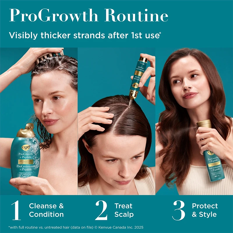 OGX ProGrowth + Peptide Clarifying Shampoo, Gentle Exfoliating Scalp Shampoo Supports Natural Hair Growth by Removing Scalp Build-Up, 1.5% Mandelic Acid