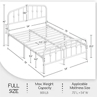 FullFurnique Modern Metal Bed Frame with Arched Headboard and Footboard, Full, White