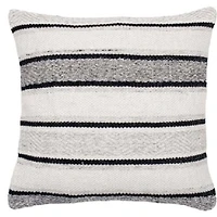 Coussin à rayures Élément  18''x18'' - Rayures noires, grises et naturelles