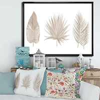 Designart Feuilles Tropicales Beiges ART MURAL À CADRE FLOTTÉ