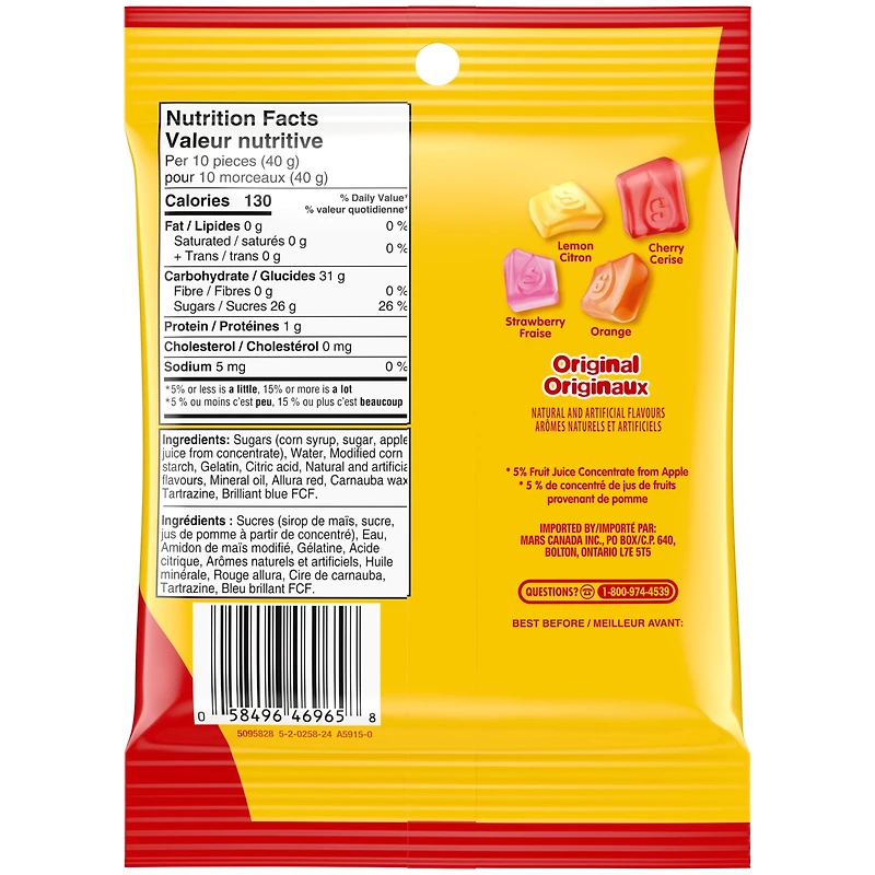 STARBURST, Originaux, bonbons gélifiés, 142g