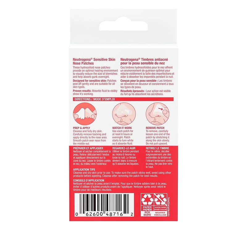 Neutrogena Sensitive Skin Nose Patches, Hydrocolloid Skincare, Reduce Blemish size & absorb Impurities