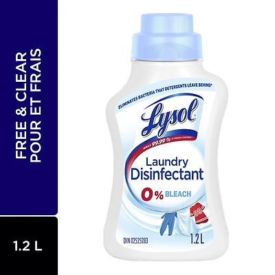 Lysol Désinfectant à lessive gratuit et transparent, sans parfum, sans colorants, 0 % d'eau de Javel, tue 99,9 % des virus et bactéries, 1.2 l