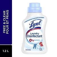 Lysol Laundry Disinfectant, Free and Clear, No Fragrances, No Dyes, 0% Bleach, Kills 99.9% of Viruses & Bacteria, 1.2 L