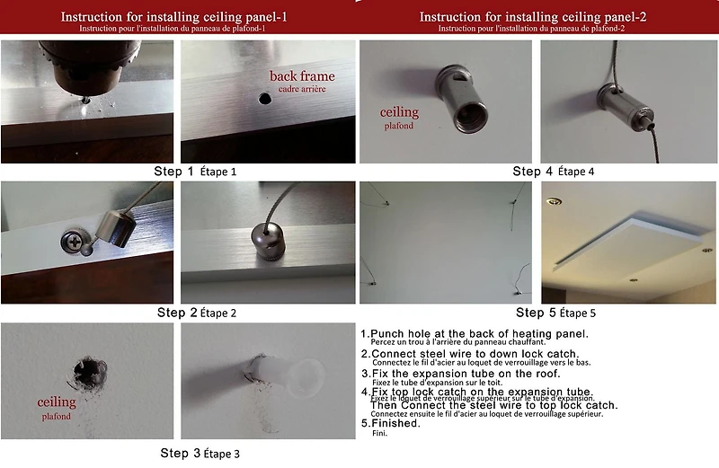 Wexstar Hang Ceiling Installation Kit for Frameless Infrared Panel Heater. It drops the panel up to 40 inches from the ceiling.