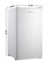 Hamilton Beach Mini Réfrigérateur 3,3 pi³ avec compartiment congélateur, réfrigérateur compact à porte simple, Energy Star, porte réversible, Blanc