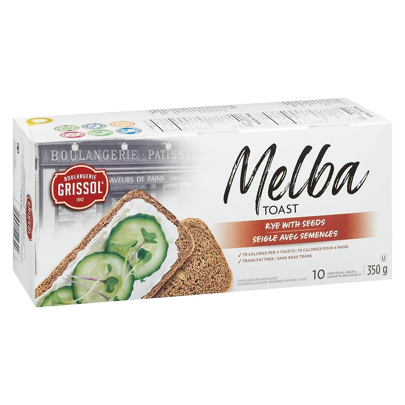 Boulangerie Grissol Toasts Melba Seigle avec Semences 350g