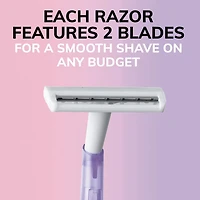 BIC Silky Touch Women's Disposable Razors, With 2 Blades, Pretty Pastel Razor Handles, 18 Count Value Pack of Shaving Razors
