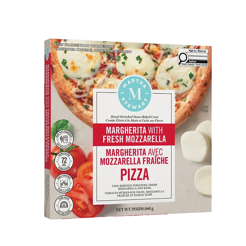 Martha Stewart Margherita Stone-Baked Pizza with Fresh Mozzarella and Hand-Stretched Sourdough Crust, 368 g