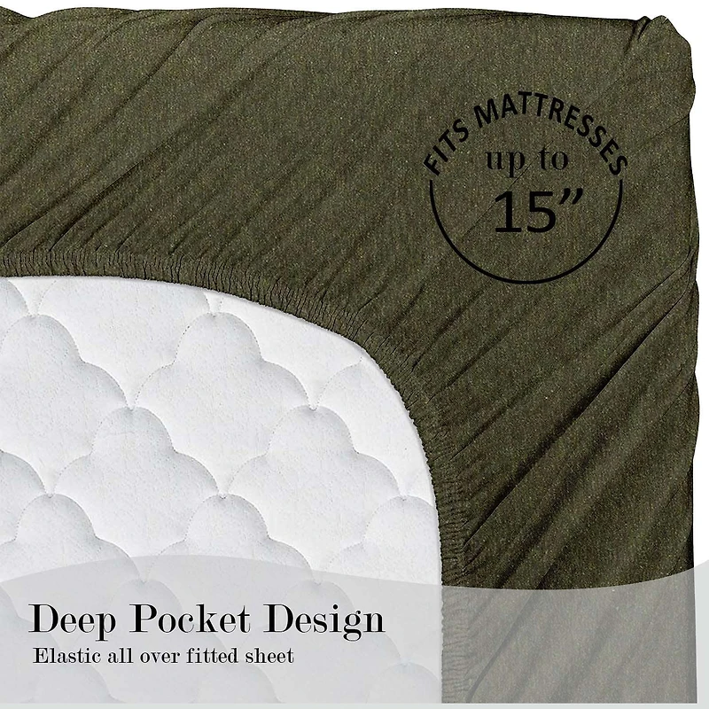 Mainstays Cotton Rich Extra Soft Jersey Bed Sheet Set, King, Sea Turtle Green, 4 Piece