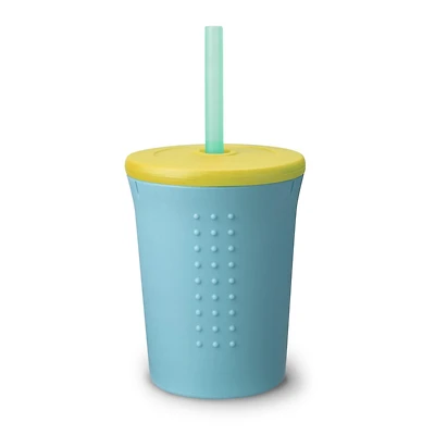 Tasse de paille GoSili, 12 oz. Ciel/Banane