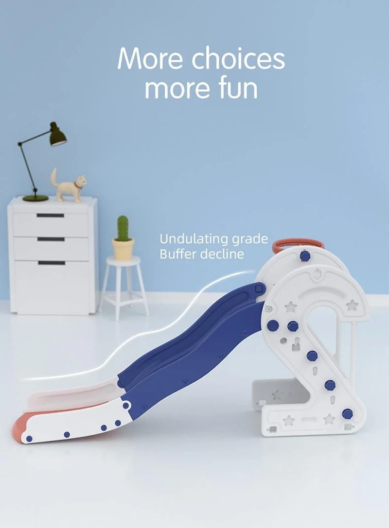 KidsVIP Toboggan intérieur/extérieur à numéros avec marche complète et anneau de basket-ball pour les tout-petits et les enfants en bas âge