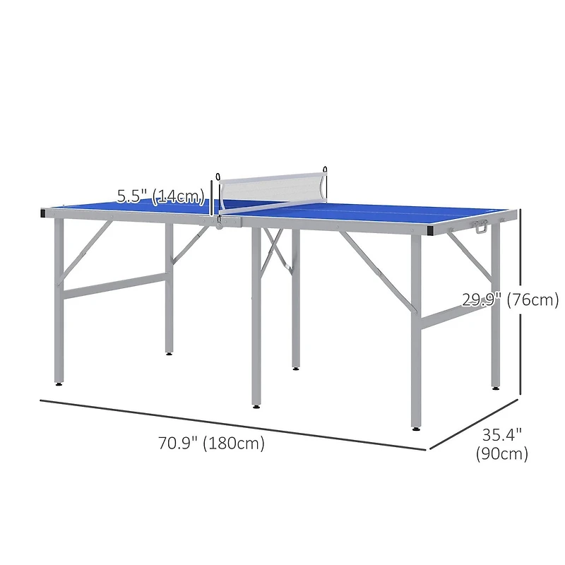 Soozier Ping Pong Table Set with Net Paddles Balls for Outdoor Indoor Blue