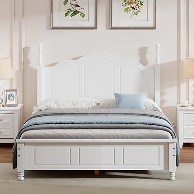 Lit plateforme en bois Noble House, style rétro, blanc, 2 places