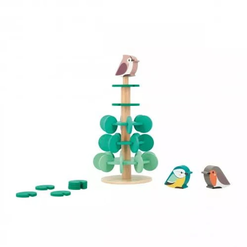 Janod - Tree to Piece Together - Build-Your-Own 30 cm Tree - Includes 37 Wooden Accessories - Dexterity Game - for Children and Toddlers - from 36 Months