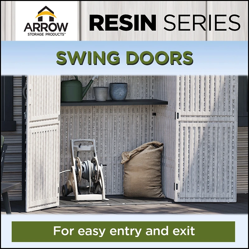 Arrow 4ft x 2ft x 6ft Ash White Resin Series Garden Shed