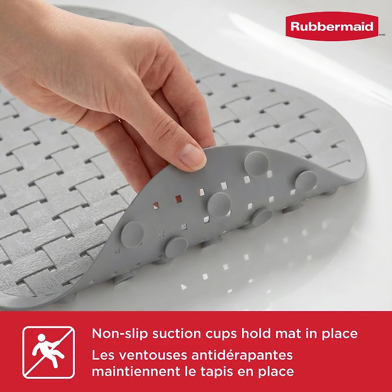 Rubbermaid Instamat Bath Tub Shower Mat, Non-Slip, Hangs on Showerhead for Quick Drying, 27.2" x 15.2", Gray