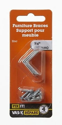 3/4" Zinc Furniture Corner Brace 4 Pieces