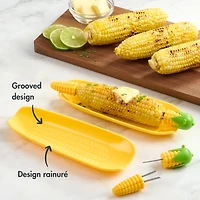 Ensemble de 2 assiettes en forme de maïs – Pratiques et sécuritaires, jaune