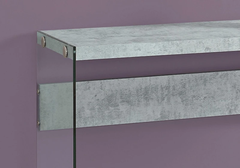 Monarch Specialties Accent Table, Console, Entryway, Narrow, Sofa, Living Room, Bedroom, Tempered Glass, Laminate, Grey, Clear, Contemporary, Modern