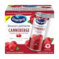 Ocean Spray Sparkling Cranberry 6PK, 340ml Cans, No allergens, Recyclable