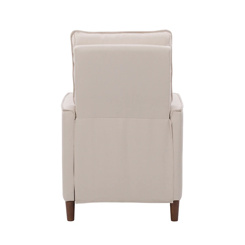 CorLiving Alder Upholstered Indoor Push Back Manual Recliner with Wood Legs, Beige