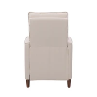 CorLiving Alder Upholstered Indoor Push Back Manual Recliner with Wood Legs, Beige