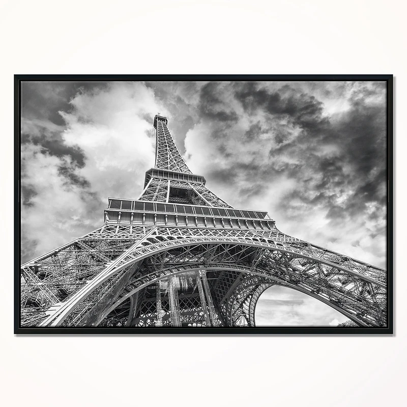 Design Art Black And White View of Paris Paris Eiffel Tower Framed Canvas Art Print