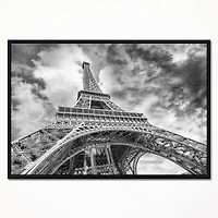 Design Art Black And White View of Paris Paris Eiffel Tower Framed Canvas Art Print