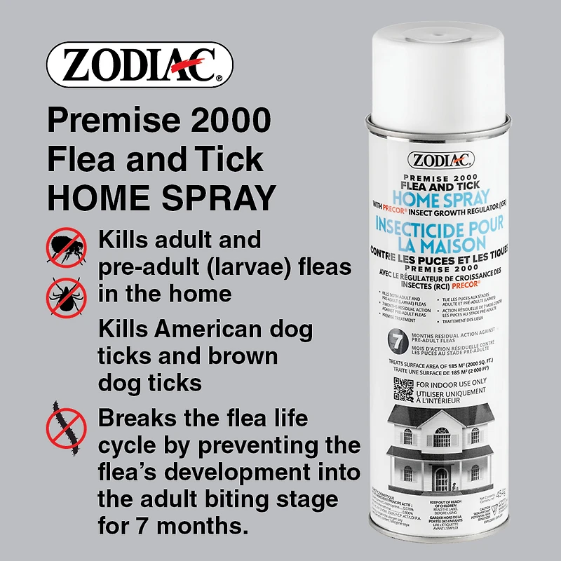 Zodiac Premise 2000 Flea & Tick Home Spray with Precor Insect Growth Regulator (IGR), 454g