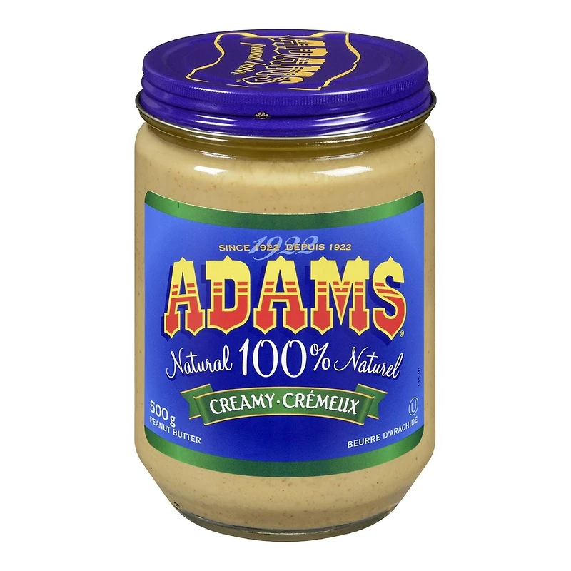 Adams 100% Natural Creamy Peanut Butter 500g