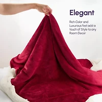 Beddora Couverture de Luxe en Flanelle Sherpa – 50” x 60” – Ultra-Douce & Chaude – 450 GSM Polaire Réversible – Couverture d'Hiver Confortable pour Canapé Ou Lit – Rouge
