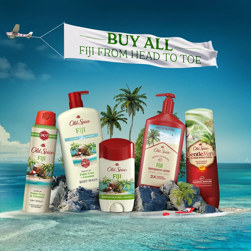 Old Spice Men's Body Wash, Fiji Scent, 24/7 Shower Fresh, Long Lasting Scent