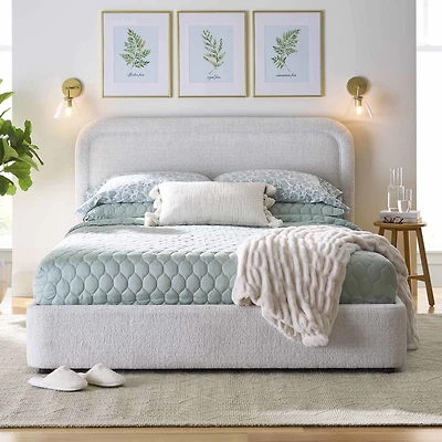 Lit plateforme double Juliet en tissu bouclé – Better Homes & Gardens, couleur ivoire