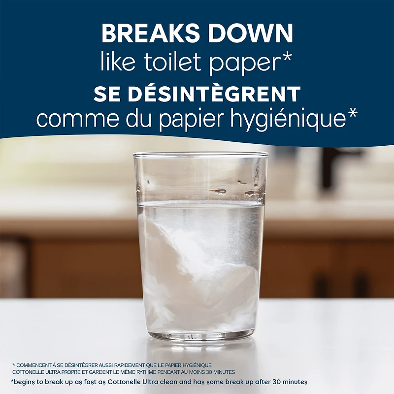 Cottonelle Gentle Plus Lingettes Humides Jetables dans les Toilettes, 8 Paquets à Couvercle Rabattable, 336 Lingettes