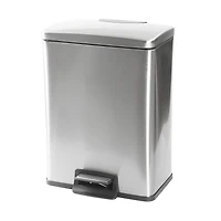 Hometrends 40 Litre Stainless Steel Pedal Trash Can for Kitchen, Removable interior pail with bag cinch for a tight fit, Fingerprint-Resistant Finish