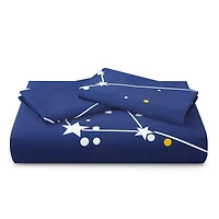 Marina Decoration Ultra Soft Silky Zipper Rich Printed Rayon from Bamboo All Season Duvet Cover Set with Pillowcases, Navy Blue Asterism Pattern