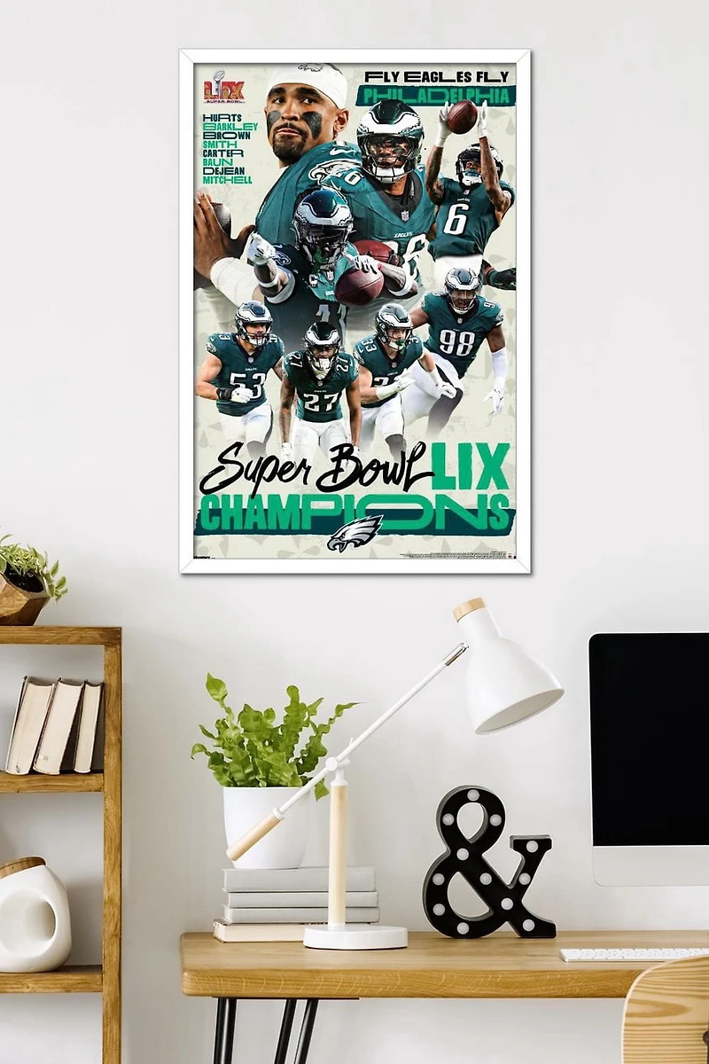 NFL Philadelphia Eagles - Super Bowl LIX Champions Wall Poster, 22.375" x 34" Framed